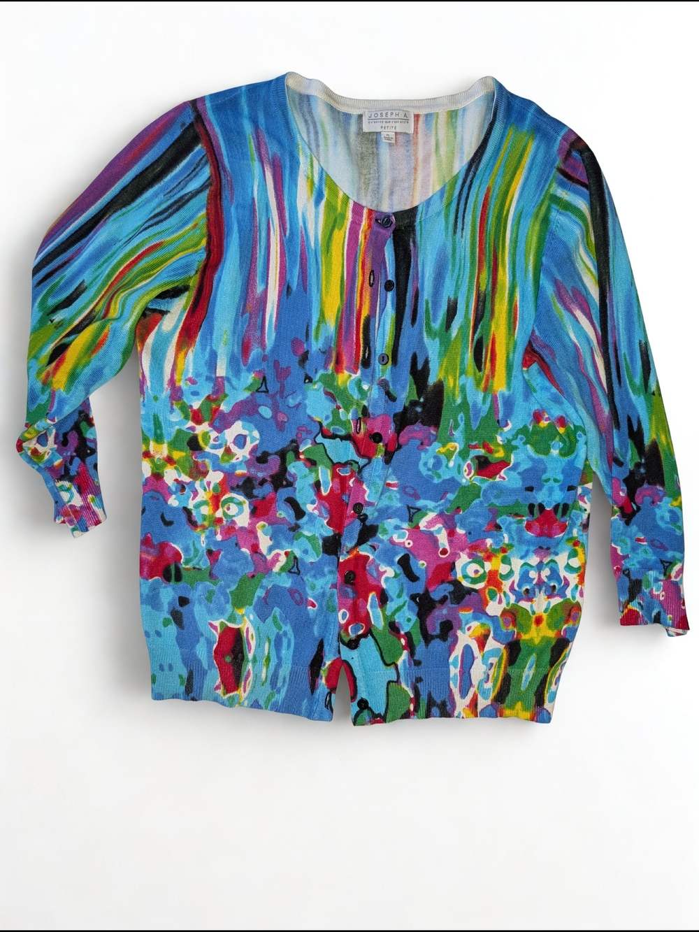 Joseph Multi-Color Blue Floral Abstract Print Cardigan